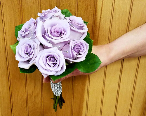 Rose Hand Held Bouquet, Simple Greens from Bakanas Florist & Gifts, flower shop in Marlton, NJ
